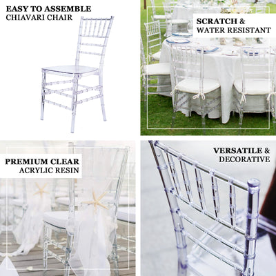 Resin Clear Chiavari Chair, Armless Stackable Chairs