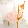 Soft Dusty Rose Faux Sheepskin Fur Chair Cushion, Shag Seat Pad Cover, Small Square Area Rug