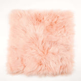 Soft Dusty Rose Faux Sheepskin Fur Chair Cushion, Shag Seat Pad Cover, Small Square Area Rug#whtbkgd