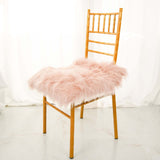 Soft Dusty Rose Faux Sheepskin Fur Chair Cushion, Shag Seat Pad Cover, Small Square Area Rug