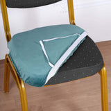 Teal Dining Chair Seat Cover, Velvet Chair Cushion Cover With Tie