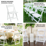 White Folding Chair With Vinyl Padded Seat, Wedding Chair