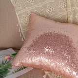 18inch x 18inch Sequin Throw Pillow Cover, Decorative Cushion Case - Square Rose Gold/Blush Sequin