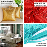 2 Pack | 18inch x 18inch Sequin Throw Pillow Cover, Decorative Cushion Case - Square Red Sequin