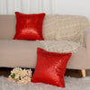 2 Pack | 18inch x 18inch Sequin Throw Pillow Cover, Decorative Cushion Case - Square Red Sequin