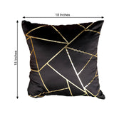 2 Pack | 18"x18" Satin Throw Pillow Cover Decorative Cushion Case - Square - Lamour Satin Black/Gold Foil Print