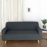 Easy Fit Stretch Sofa Slipcover Loveseat Couch Cover Furniture Protector Jacquard Fab Charcoal Gray