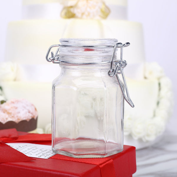 12 Pack 4 Oz Clear Hexagon Glass Jars