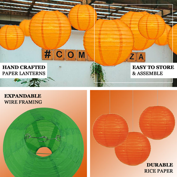 12 Pack | 8" Hanging Orange Paper Lanterns - Clearance SALE