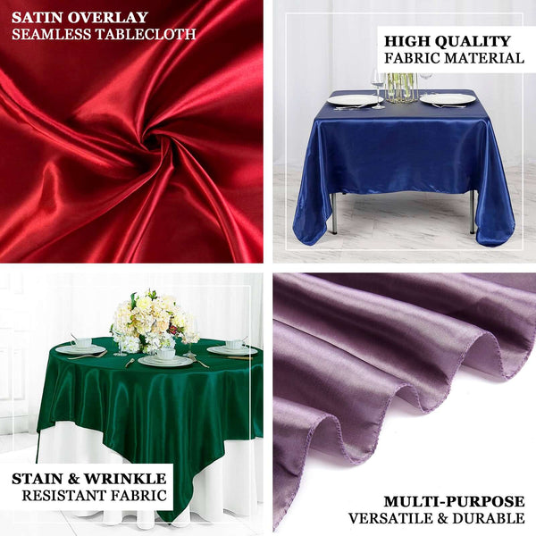 72" x 72" Hunter Emerald Green Seamless Satin Square Tablecloth Overlay
