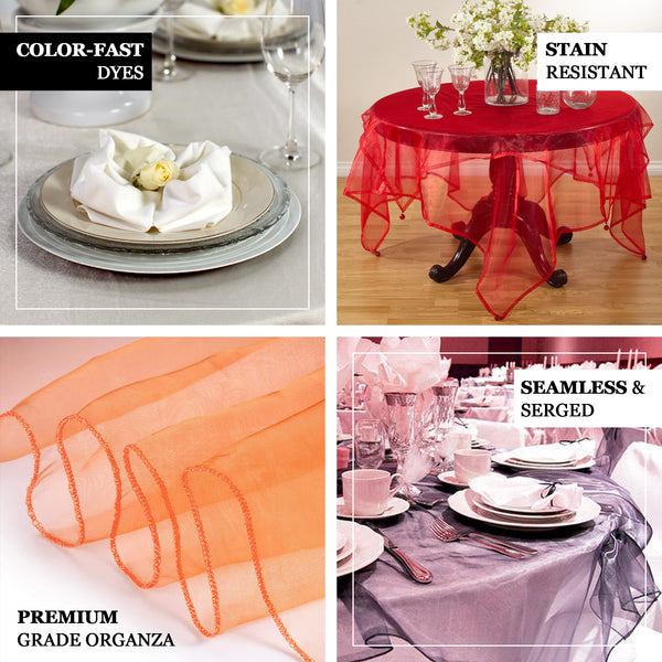 60'' | Navy Blue Square Sheer Organza Table Overlays