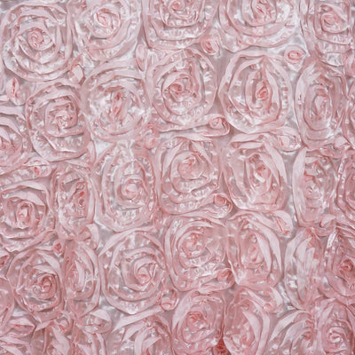 85 Inch x 85 Inch | Rose Gold | Blush 3D Rosette Satin Square Overlay | TableclothsFactory#whtbkgd