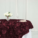 72 Inch x 72 Inch | Burgundy 3D Rosette Satin Square Overlay