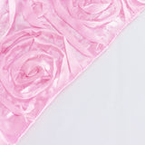 72" x 72" Pink 3D Rosette Satin Square Overlay