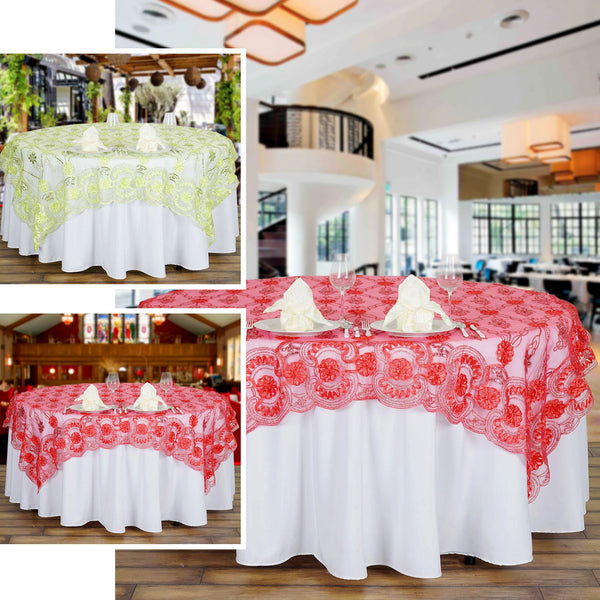 72" x 72" Tea Green The Fashionista Style Table Lace Overlay - Clearance SALE