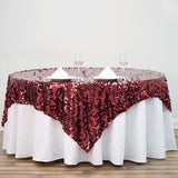 72" x 72" Burgundy Premium Big Payette Sequin Overlay