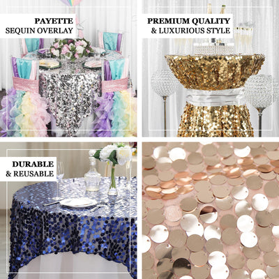 72inches x 72inches Iridescent Blue Premium Big Payette Sequin Overlay