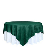 90x90inches Accordion Crinkle Taffeta Table Overlay - Hunter Emerald Green