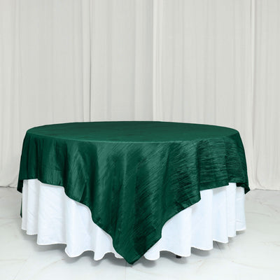 90x90inches Accordion Crinkle Taffeta Table Overlay - Hunter Emerald Green