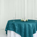 90x90Inch Accordion Crinkle Taffeta Table Overlay - Peacock Teal