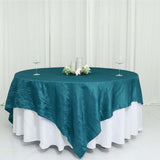 90x90Inch Accordion Crinkle Taffeta Table Overlay - Peacock Teal