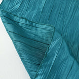 90x90Inch Accordion Crinkle Taffeta Table Overlay - Peacock Teal