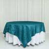 90x90Inch Accordion Crinkle Taffeta Table Overlay - Peacock Teal