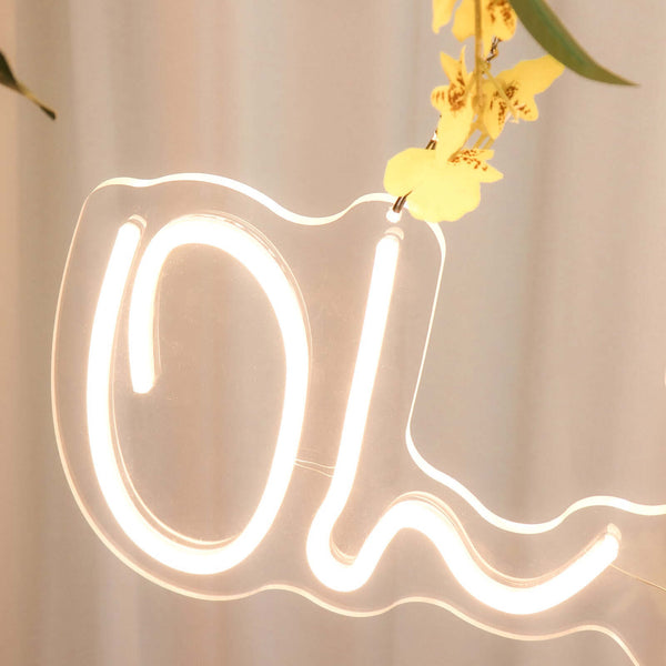 26Inch Oh Baby Neon Light Sign, LED Reusable Wall Décor Lights With 5ft Hanging Chain