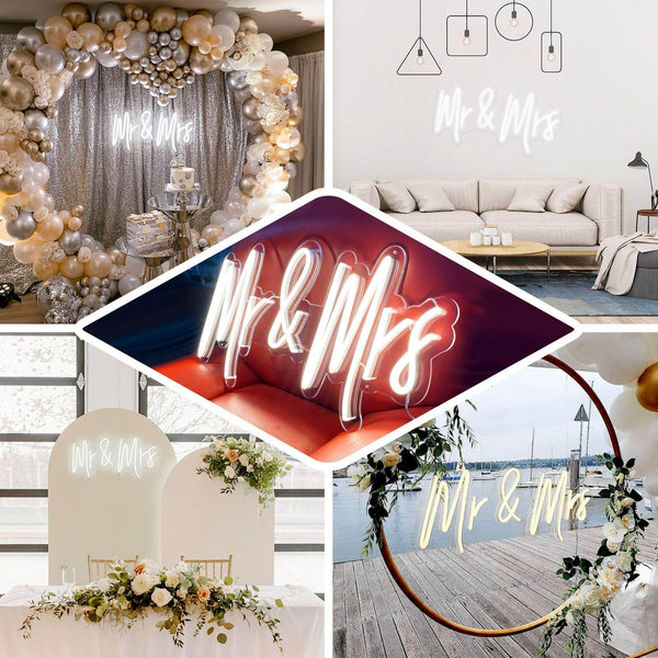 33 Inch Mr & Mrs Neon Light Sign, LED Reusable Wall Décor Lights With 5ft Hanging Chain
