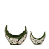 Set of 2 | Natural White Bark Preserved Moss Planter Box with Twine - 9" & 13"