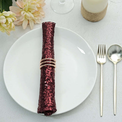 20Inchx20Inch Burgundy Premium Sequin Cloth Dinner Napkin | Reusable Linen