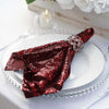 20Inchx20Inch Burgundy Premium Sequin Cloth Dinner Napkin | Reusable Linen