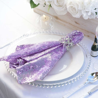 20x20inch Lavender Premium Sequin Cloth Dinner Napkin | Reusable Linen