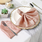 5 Pack | Dusty Rose Accordion Crinkle Taffeta Cloth Dinner Napkins | 20x20Inch