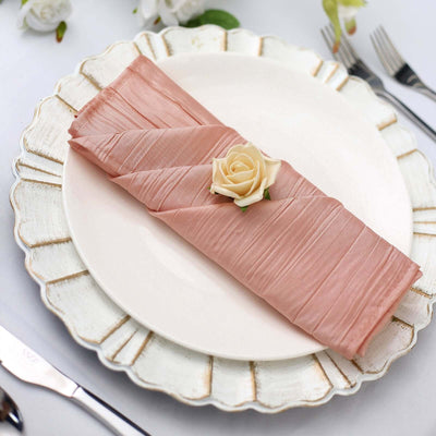 Pack of 5 | 20inch x 20inch Accordion Crinkle Taffeta Napkins - Dusty Rose