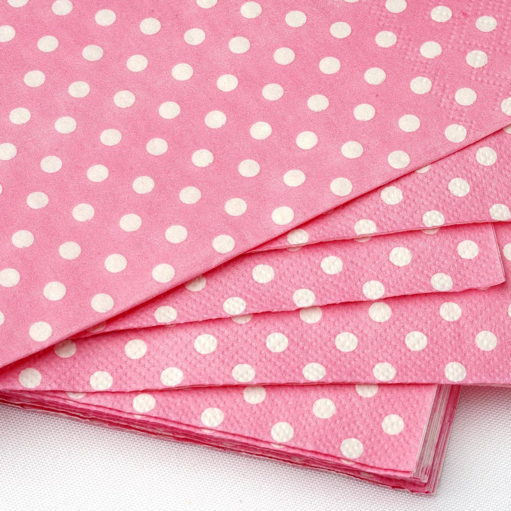 30 English Rose Paper Napkins with Blue Polka Dots 25cm x 25cm 