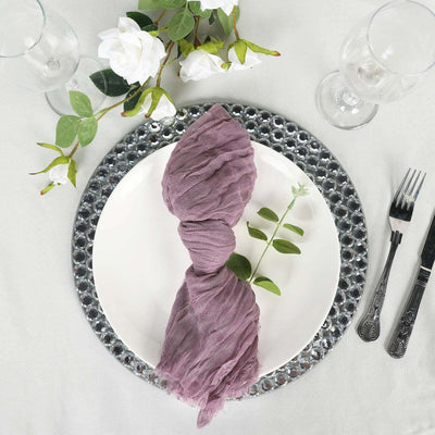 5 Pack | Violet Amethyst Gauze Cheesecloth Cotton Dinner Napkins | 24x19Inch