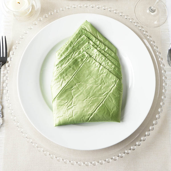 5 Pack 20x20'' Apple Green Crinkle Crushed Taffeta Napkins