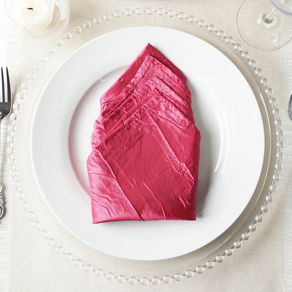 5 Pack 20"x 20" Fushia Crinkle Crushed Taffeta Napkins