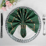 5 Pack | Modern Hunter Green & Geometric Gold Cloth Dinner Napkins, Emerald | 20x20Inch