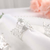 4 Pack | Silver Metal Crown Rhinestone Napkin Rings, Royal Bling Napkin Holders