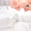 4 Pack | Silver Metal Crown Rhinestone Napkin Rings, Royal Bling Napkin Holders