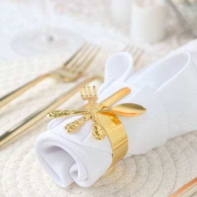 4 Pack | Gold Metal Fork Knife Spoon Design Napkin Rings