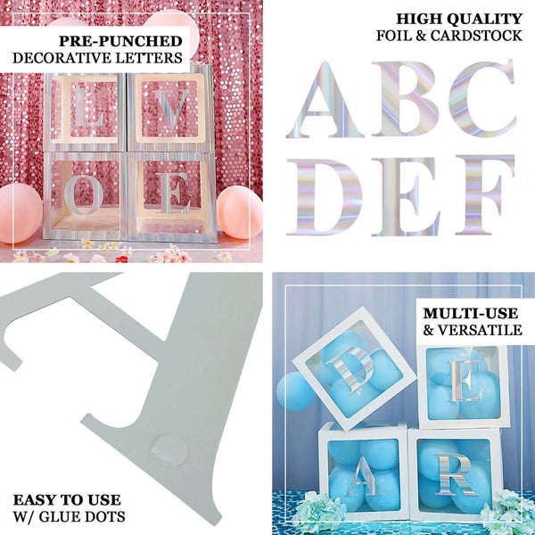 4 Pack - 5" Iridescent Pre-punched Decorative Letters with Glue Dots - F