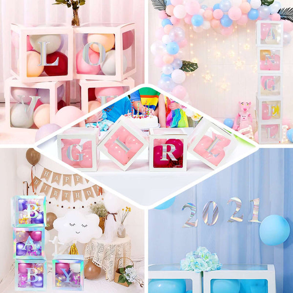 4 Pack - 5" Iridescent Number Stickers Banner, Customizable Stick on Numbers - 5