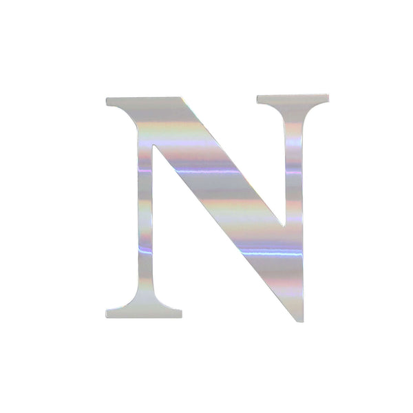 4 Pack - 5" Iridescent Pre-punched Decorative Letters with Glue Dots - N