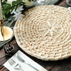 4 Pack | Natural Corn Husk 15inch Round Woven Placemats, Braided Rustic Rattan Tablemats