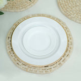 4 Pack | Natural Corn Husk 15inch Round Woven Placemats, Braided Rustic Rattan Tablemats