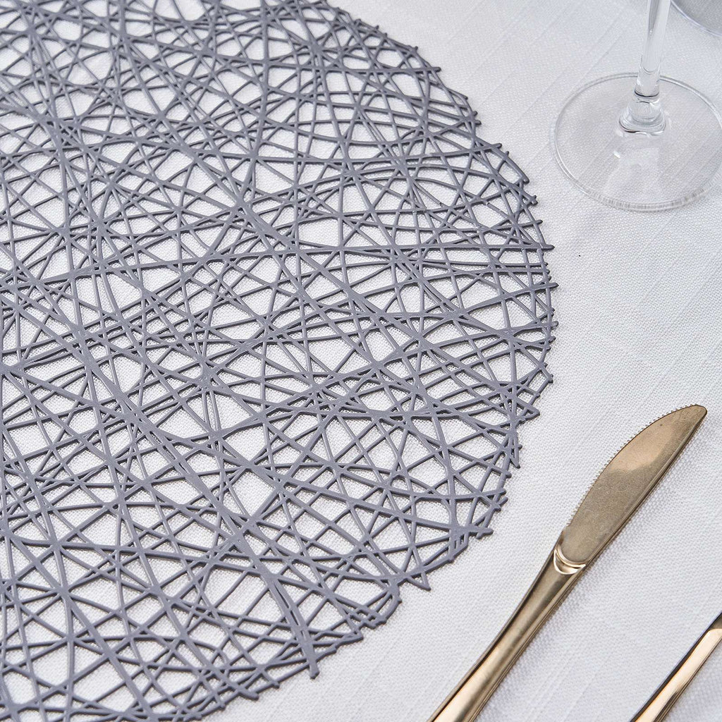 Daisy® Woven Braided Non-Slip Table Placemats 15 Inches Round Set Of 6 
