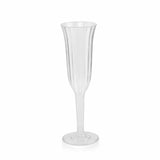 12 Pack | 6 oz | Plastic Champagne Flutes Disposable | Clear | Flared Design | Detachable Clear Base